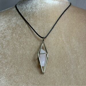 Caged rose quartz pendant necklace